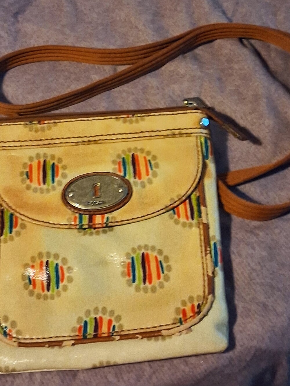 FOSSIL BOHO FEEL WAXED CANVAS KEEPER STLYLE CROSSBODY PURSE